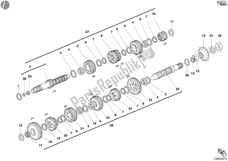 Toutes les pièces pour le Boîte De Vitesses du Ducati Supersport 1000 SS 2004